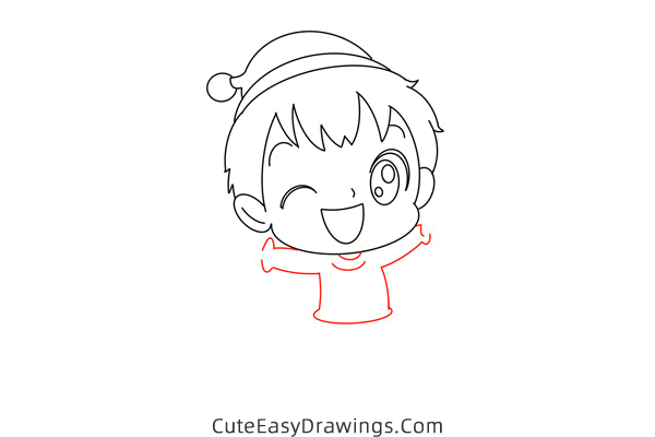 how to draw a christmas boy - www.cuteeasydrawings.com