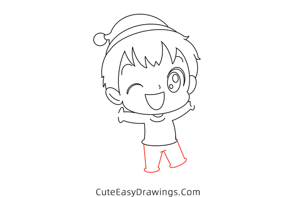 how to draw a christmas boy - www.cuteeasydrawings.com