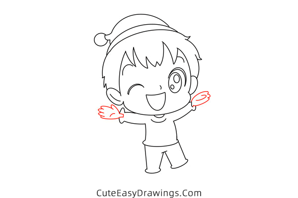 how to draw a christmas boy - www.cuteeasydrawings.com