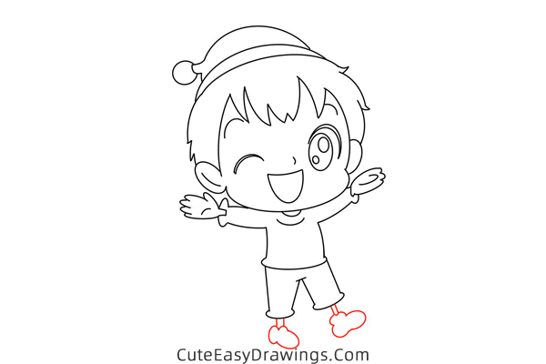 how to draw a christmas boy - www.cuteeasydrawings.com