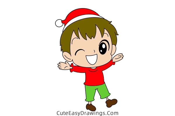 how to draw a christmas boy - www.cuteeasydrawings.com