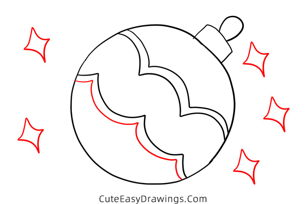 how to draw a christmas ball - www.cuteeasydrawings.com