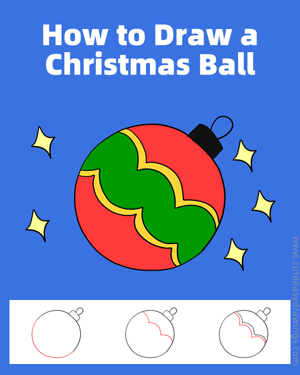 how to draw a christmas ball - www.cuteeasydrawings.com