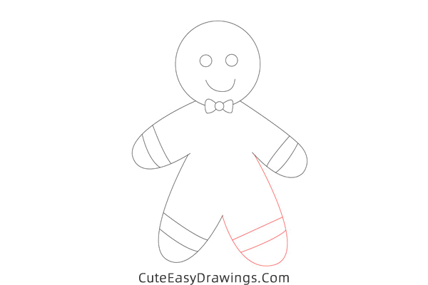 how to draw a christmas gingerbread man - www.cuteeasydrawings.com