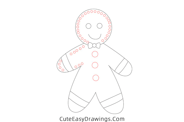 how to draw a christmas gingerbread man - www.cuteeasydrawings.com