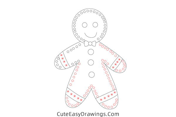 how to draw a christmas gingerbread man - www.cuteeasydrawings.com