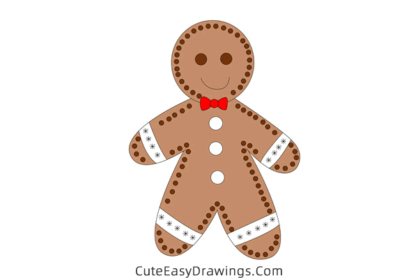 how to draw a christmas gingerbread man - www.cuteeasydrawings.com