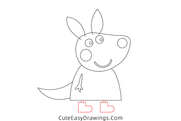 how to draw kylie kangaroo from peppa pig - www.cuteeasydrawings.com