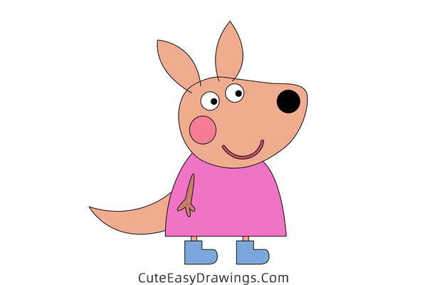 how to draw kylie kangaroo from peppa pig - www.cuteeasydrawings.com