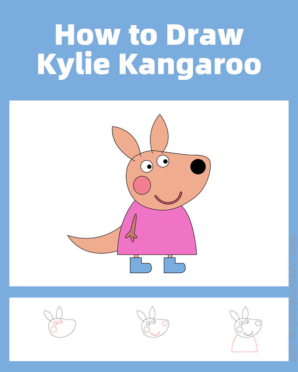 how to draw kylie kangaroo from peppa pig - www.cuteeasydrawings.com