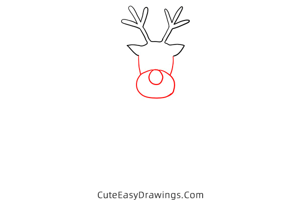 how to draw a gingerbread rudolph - www.cuteeasydrawings.com