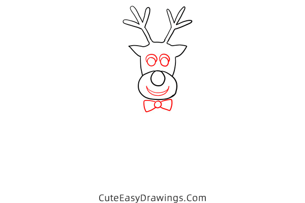 how to draw a gingerbread rudolph - www.cuteeasydrawings.com