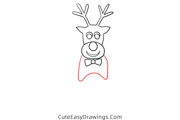 how to draw a gingerbread rudolph - www.cuteeasydrawings.com