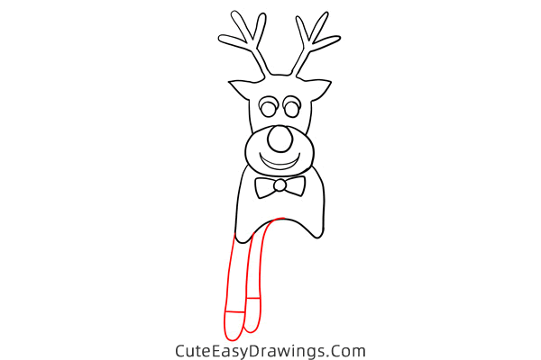 how to draw a gingerbread rudolph - www.cuteeasydrawings.com