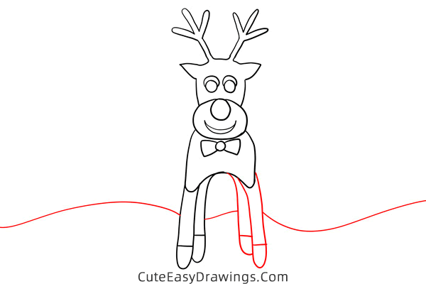 how to draw a gingerbread rudolph - www.cuteeasydrawings.com