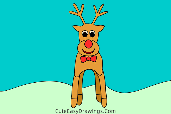 how to draw a gingerbread rudolph - www.cuteeasydrawings.com