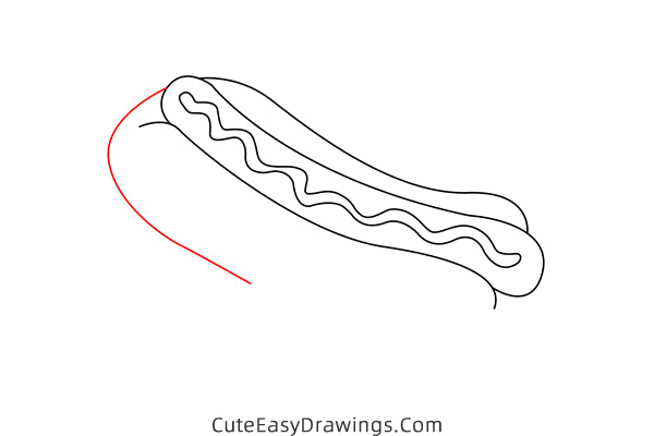 how to draw a hot dog - www.cuteeasydrawings.com