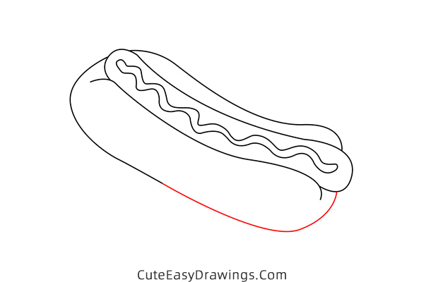 how to draw a hot dog - www.cuteeasydrawings.com