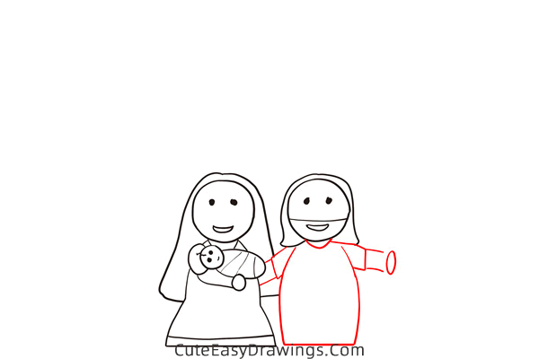 how to draw a family at christmas eve - www.cuteeasydrawings.com