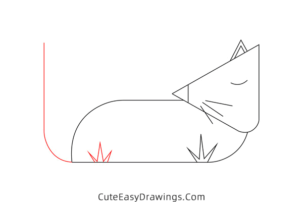 how to draw a sleeping fox - www.cuteeasydrawings.com