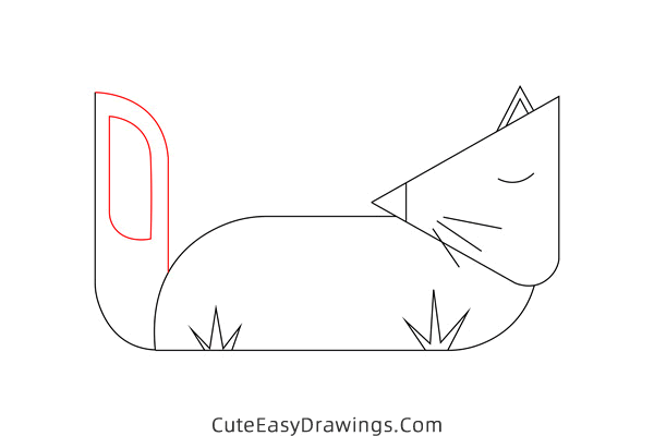 how to draw a sleeping fox - www.cuteeasydrawings.com