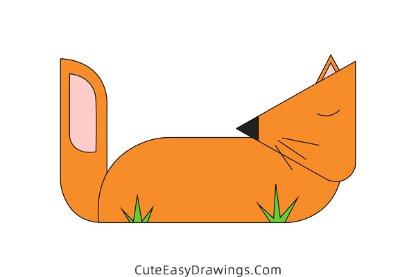 how to draw a sleeping fox - www.cuteeasydrawings.com