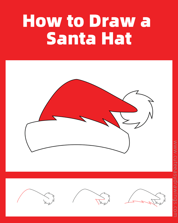 how to draw a santa hat - www.cuteeasydrawings.com