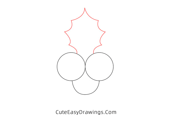 how to draw holly for christmas - www.cuteeasydrawings.com