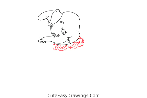 how to draw dumbo the elephant - www.cuteeasydrawings.com