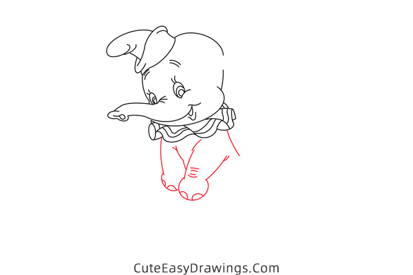 how to draw dumbo the elephant - www.cuteeasydrawings.com