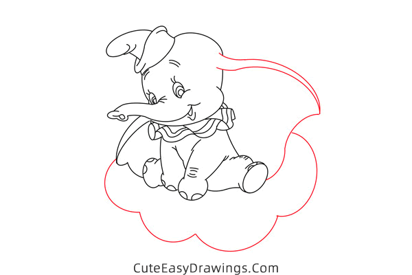 how to draw dumbo the elephant - www.cuteeasydrawings.com