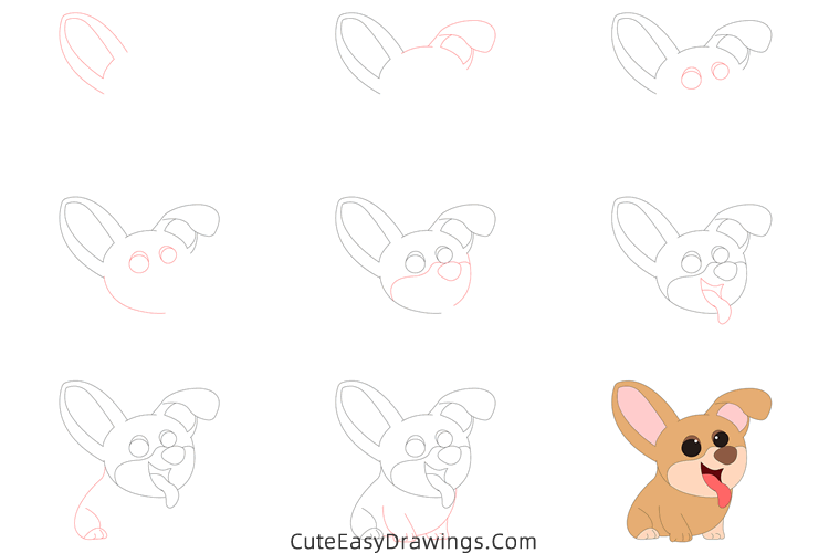 how to draw a cute puppy dog - www.cuteeasydrawings.com