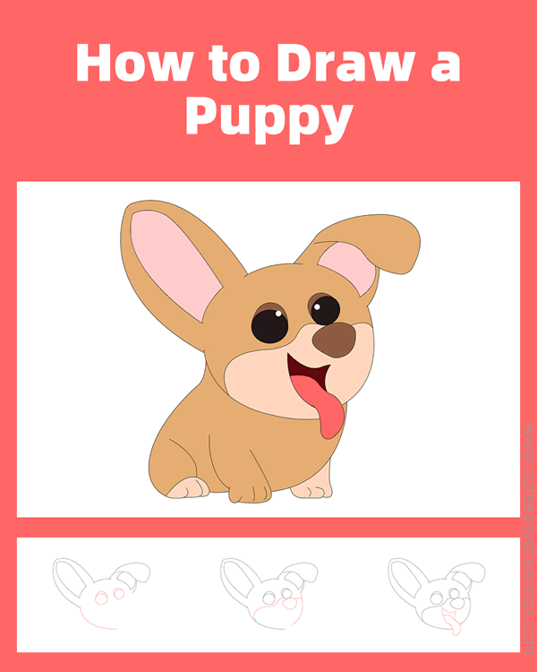 how to draw a cute puppy dog - www.cuteeasydrawings.com