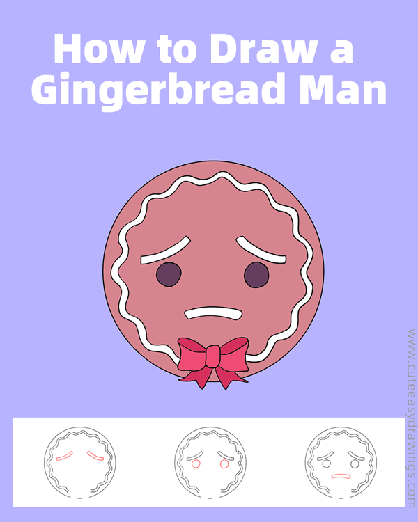 how to draw a gingerbread man face - www.cuteeasydrawings.com