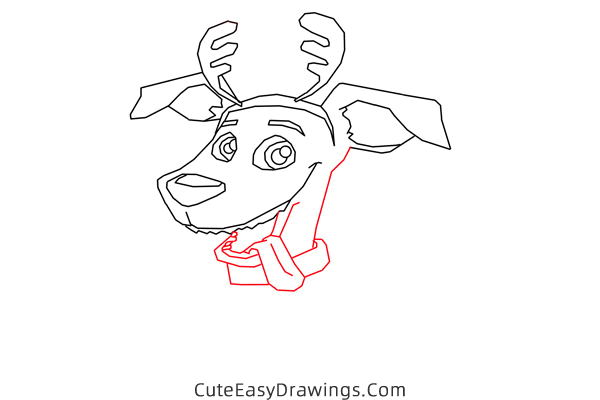 how to draw a christmas dog - www.cuteeasydrawings.com