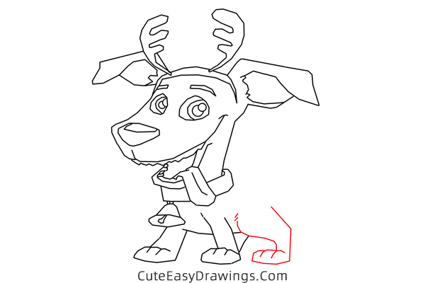 how to draw a christmas dog - www.cuteeasydrawings.com