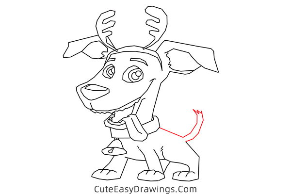 how to draw a christmas dog - www.cuteeasydrawings.com