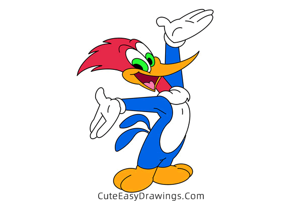 how to draw woody the woodpecker - www.cuteeasydrawings.com