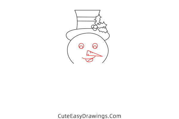 how to draw a christmas snowman - www.cuteeasydrawings.com