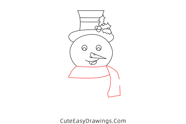 how to draw a christmas snowman - www.cuteeasydrawings.com