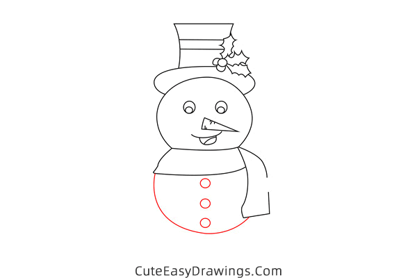 how to draw a christmas snowman - www.cuteeasydrawings.com