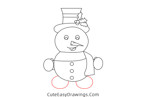 how to draw a christmas snowman - www.cuteeasydrawings.com