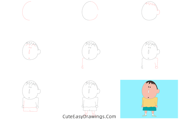 how to draw bo suzuki from crayon shin-chan - www.cuteeasydrawings.com