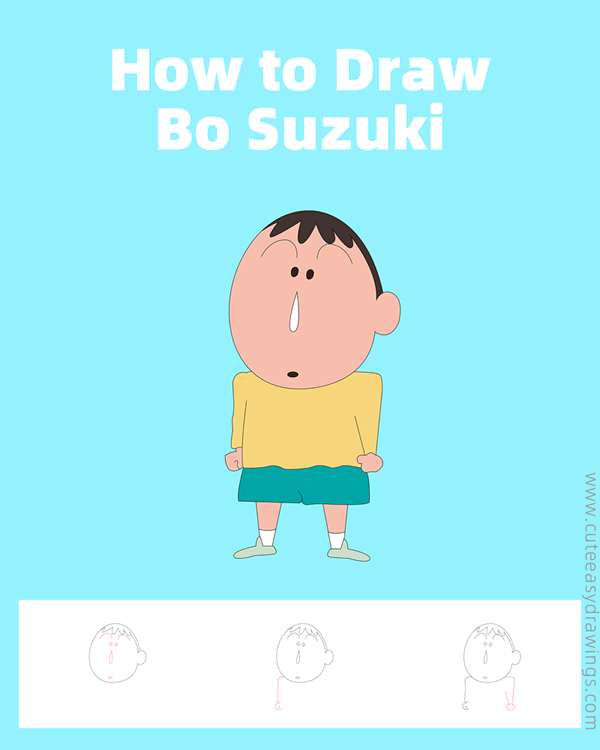 how to draw bo suzuki from crayon shin-chan - www.cuteeasydrawings.com