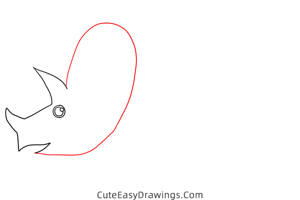 how to draw a triceratops - www.cuteeasydrawings.com