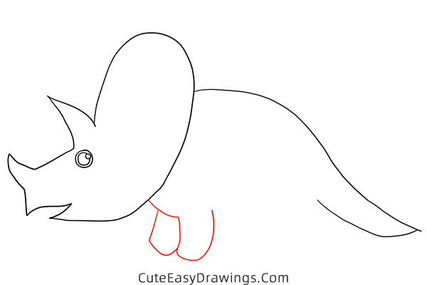 how to draw a triceratops - www.cuteeasydrawings.com