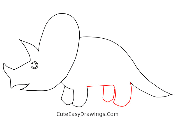 how to draw a triceratops - www.cuteeasydrawings.com