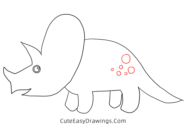 how to draw a triceratops - www.cuteeasydrawings.com