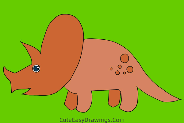 how to draw a triceratops - www.cuteeasydrawings.com