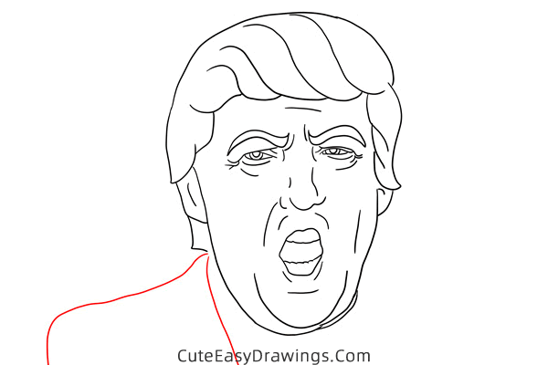 how to draw donald trump - www.cuteeasydrawings.com